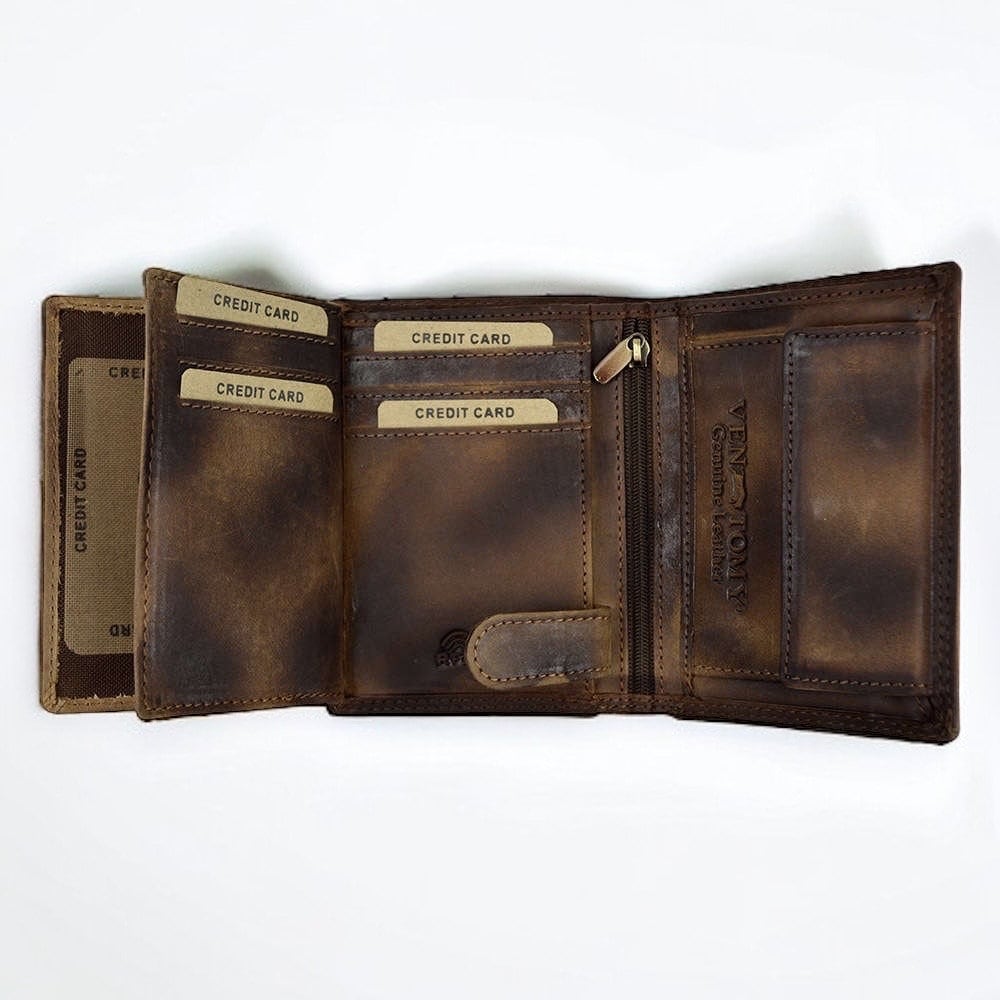 Büffelleder Geldbörse | Portemonnaie Herren | RFID-Schutz | Brieftasche | Motorrad | hochformat