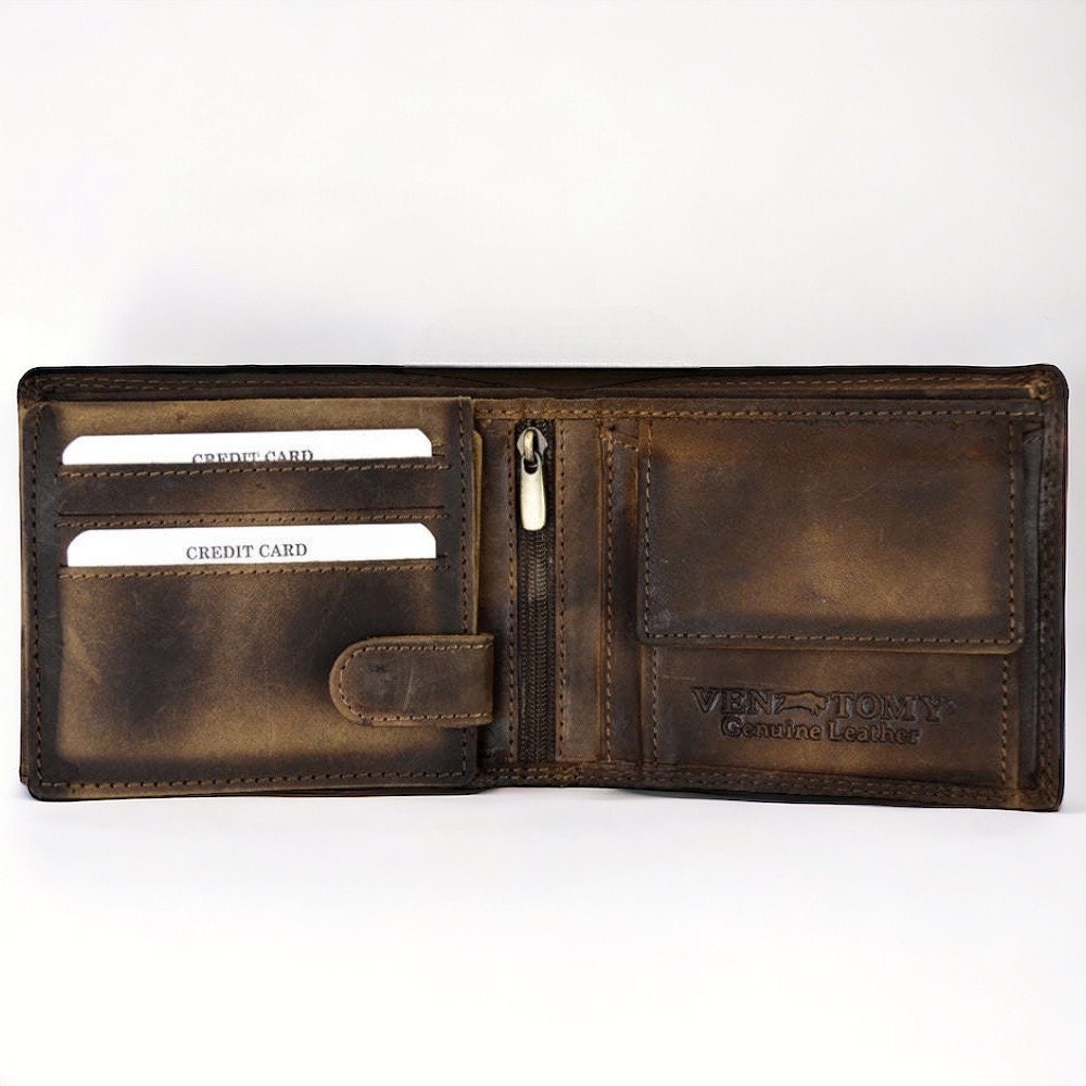 Büffel Leder Geldbörse | Portemonnaie | RFID-Schutz | Herren Brieftasche | Adler Prägung