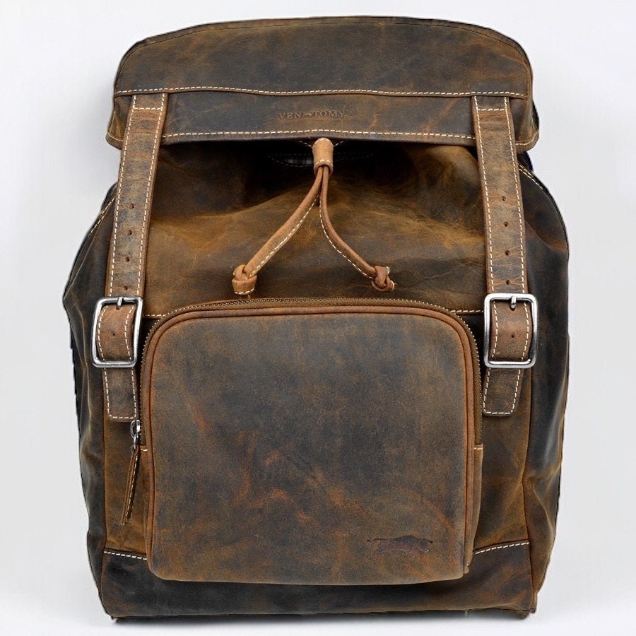 Hunterleder Rucksack | Reisetasche | Hunter-Leder | Wanderrucksack | Vintage Braun