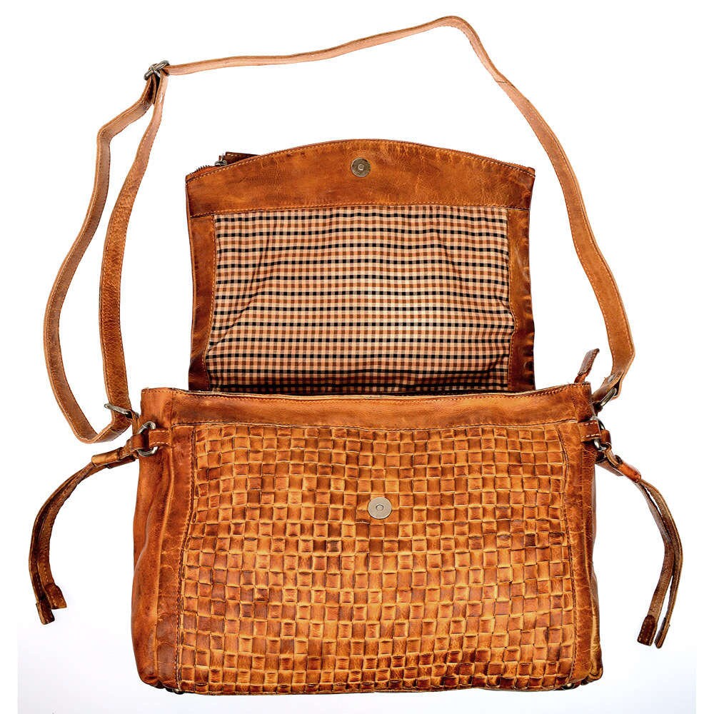 Umhängetasche geflochten | Messenger Bag | Schultertasche Waschleder