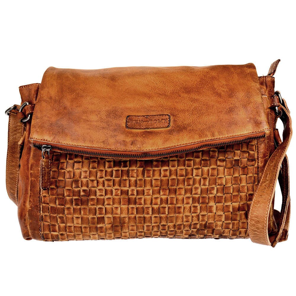 Umhängetasche geflochten | Messenger Bag | Schultertasche Waschleder