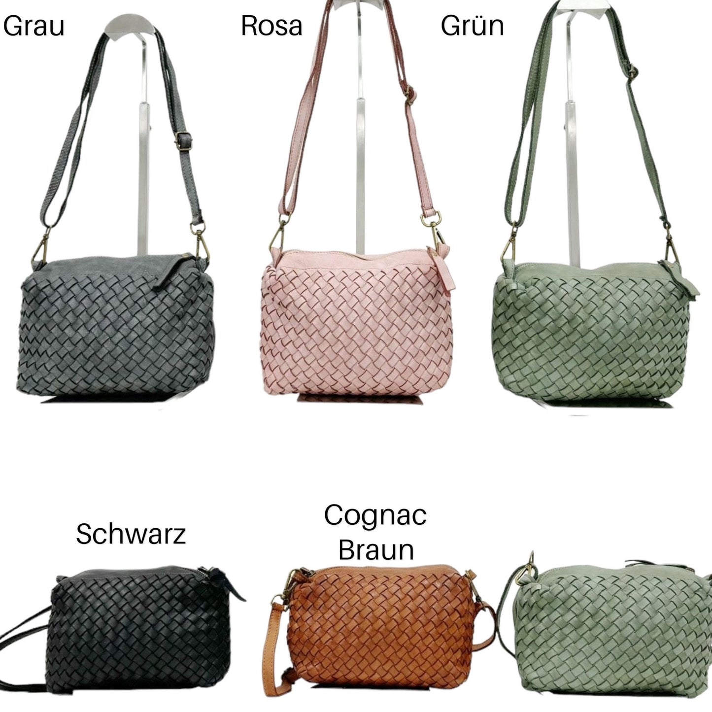 Geflochtene Umhängetasche, Premium Leder, Crossbody Bag, Schultertasche, Ledertasche, Messenger Bag, gewebte Tasche, Vintage, Farbauswahl