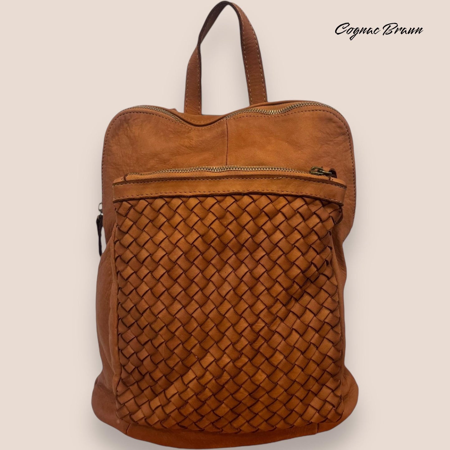 Geflochtener Leder-Rucksack | Premium Waschleder | Damen und Herren Ledertasche | Schultertasche | Umhängetasche | Rucksack Kalbsleder