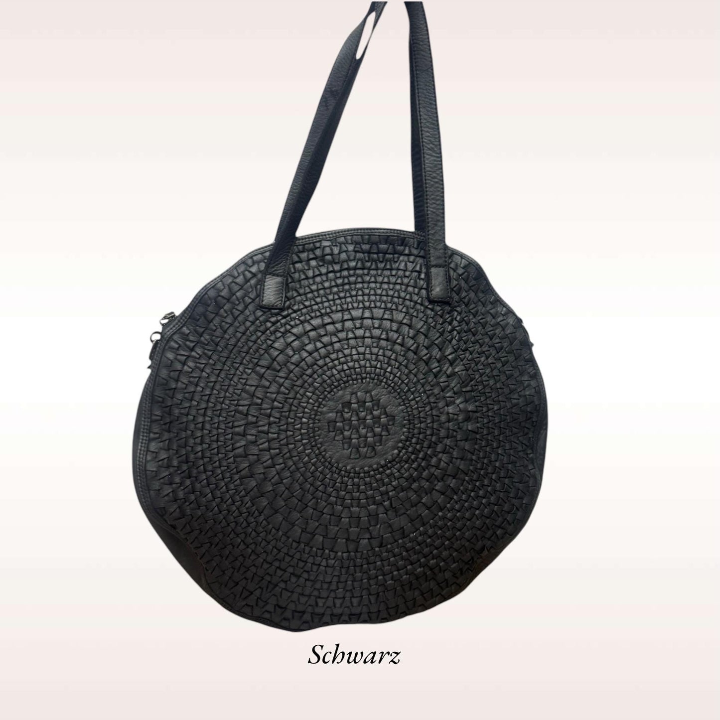 Damen Ledertasche mit Webmuster |Runde Tasche | Kalbsleder | weiche Ledertasche |Hochwertiges Leder | geflochtene Tasche rund,minimalistisch