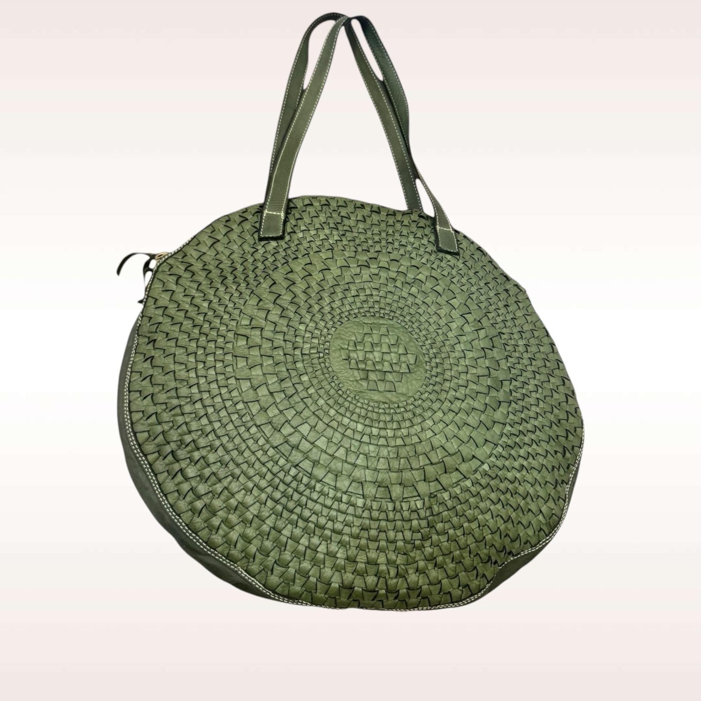 Damen Ledertasche mit Webmuster |Runde Tasche | Kalbsleder | weiche Ledertasche |Hochwertiges Leder | geflochtene Tasche rund,minimalistisch