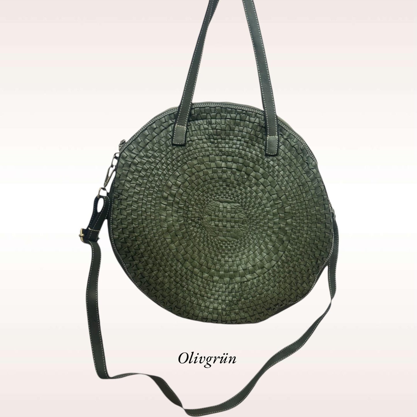 Damen Ledertasche mit Webmuster |Runde Tasche | Kalbsleder | weiche Ledertasche |Hochwertiges Leder | geflochtene Tasche rund,minimalistisch