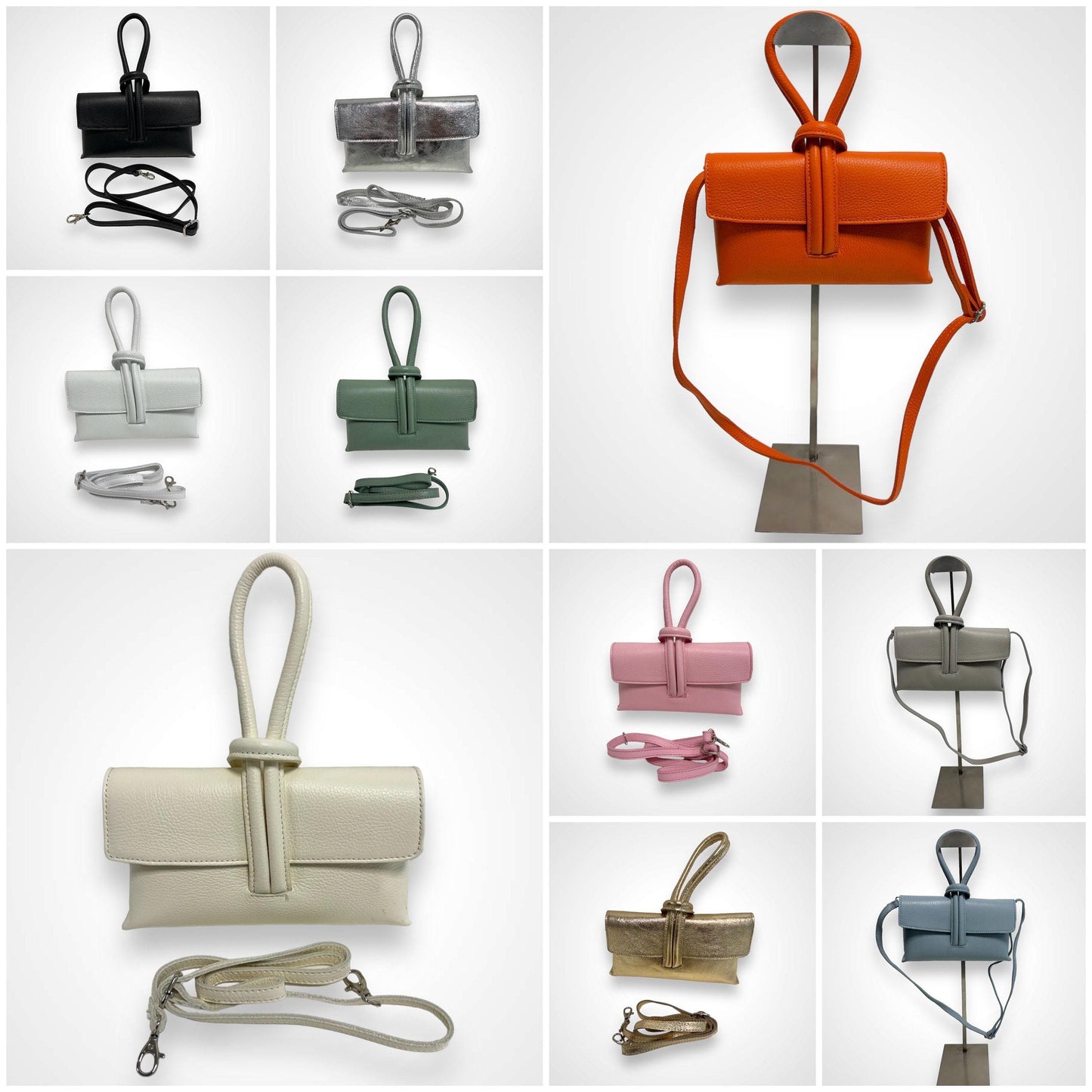 Leder Umhängetasche Damen, Handgefertigt Italienisches Leder, Handtasche Leder, Clutch, Tasche mit Knoten, Ledertasche, Crossbody bag