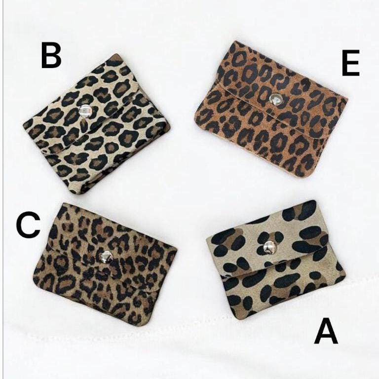 Geldbörse für Frauen, Wildleder Geldbeutel Leo, Brieftasche, Münzbeutel, Portemonnaie mit Münzfach, handgemacht,Leopard Muster, Veloursleder