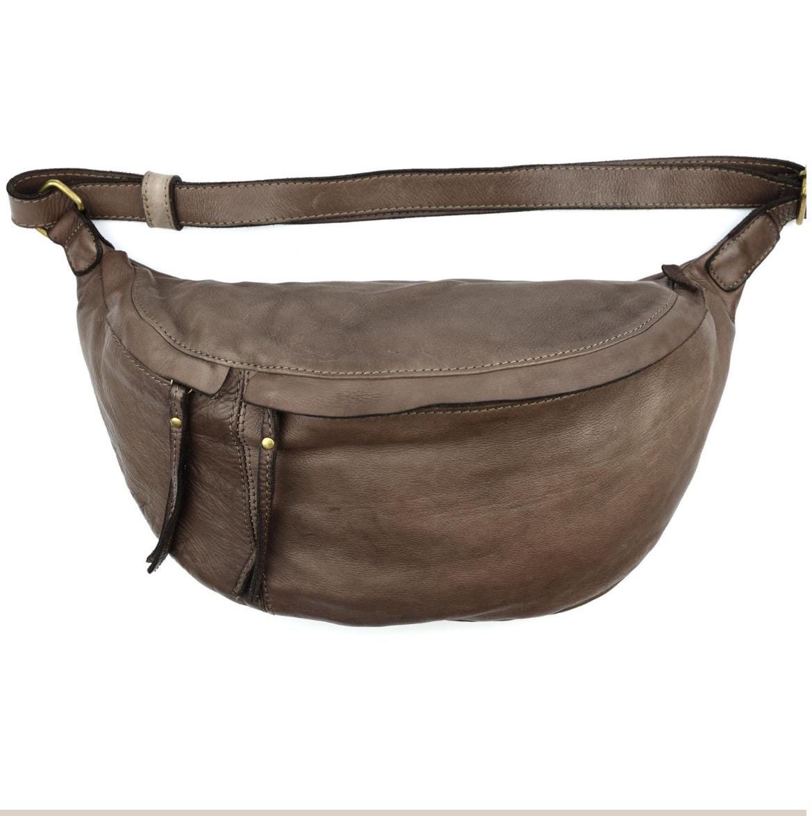XXL Crossbody Bag, Premium Waschleder, Umhängetasche Damen, Crossbody Bag, Bauchtasche groß, gewaschenes Leder, Luxus Leder, Farbauswahl