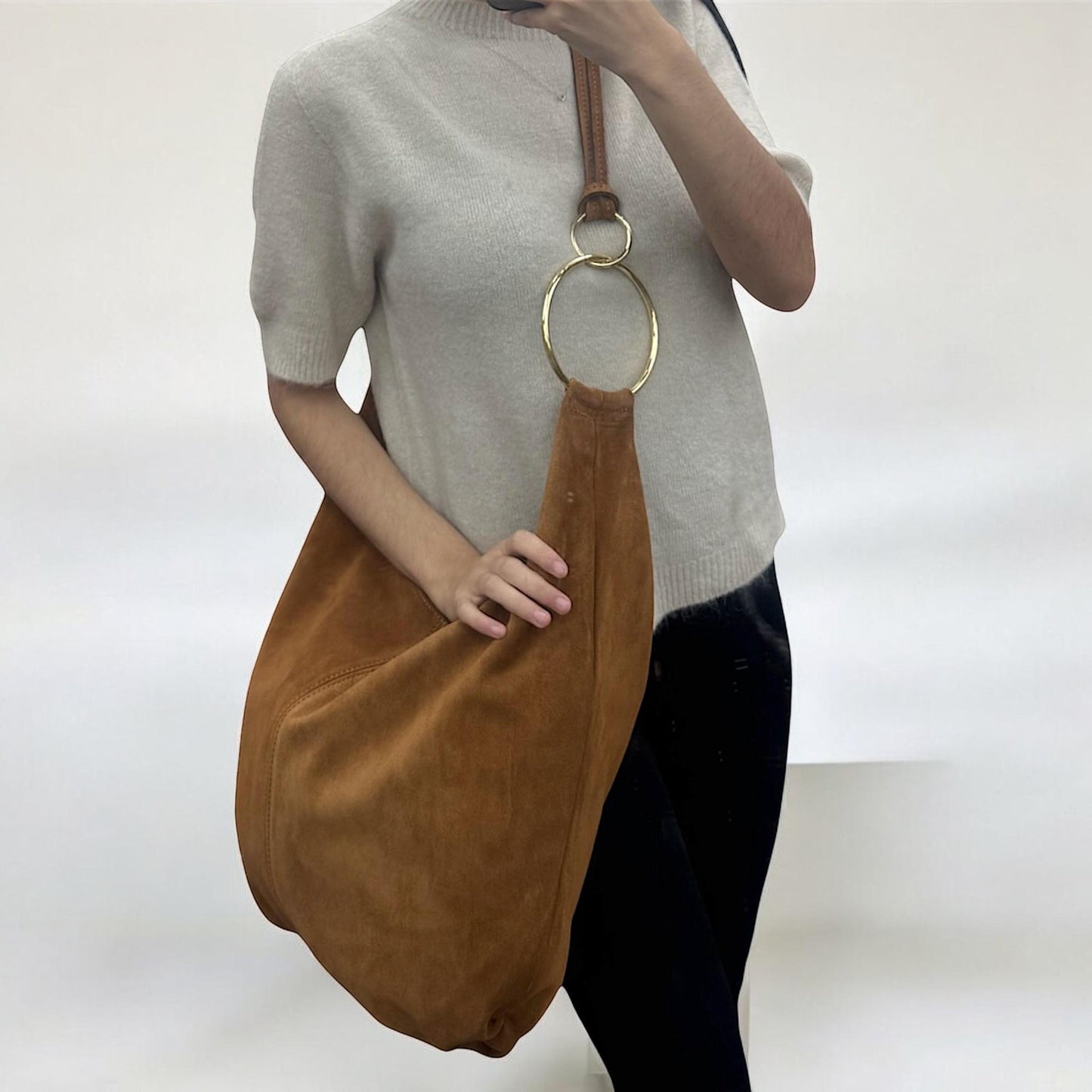 Wildleder Schultertasche, Wildledertasche, Shopper, Tasche aus Wildleder, Wildleder Tasche, Hobo Bag, Tote Bag, Slouchy Bag, Umhängetasche