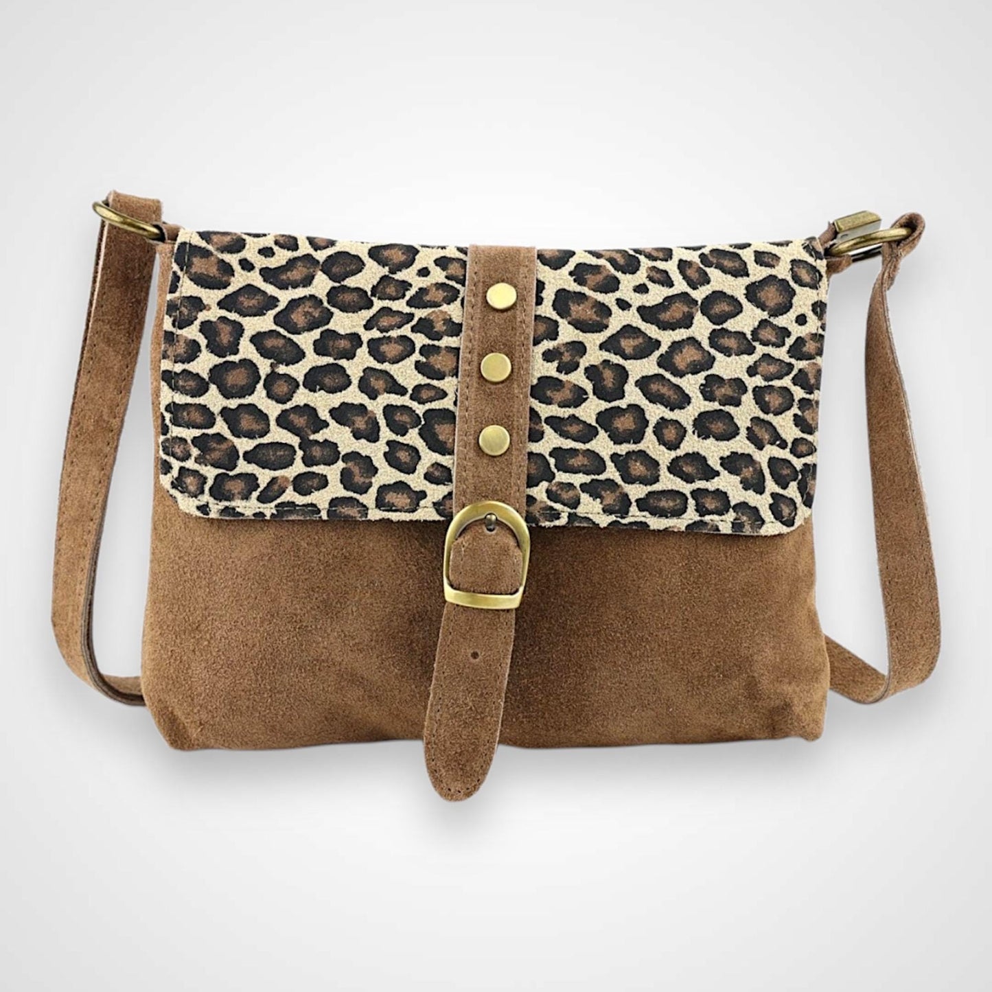 Wildleder Leopard Umhängetasche, Crossbody Bag Damen, Crossbag Veloursleder, Schultertasche Wildleder, kleine Tasche, Ledertasche
