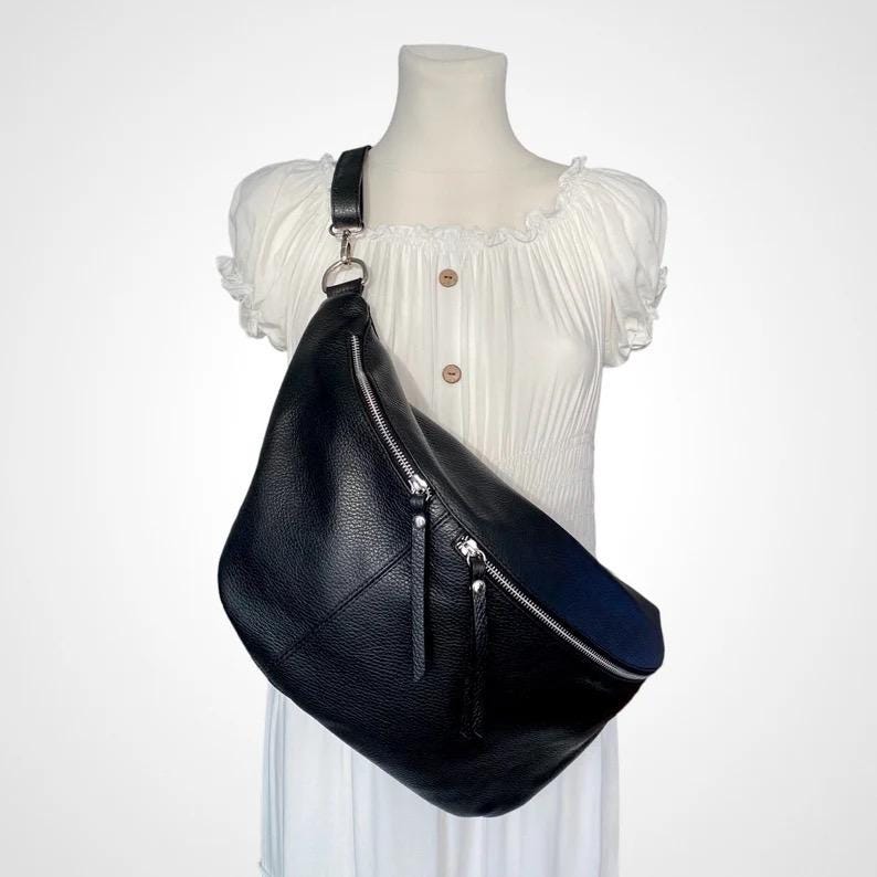 Crossbody Bag Leder, große Bauchtasche, XXL Tasche, Crossbag, Crossbody Tasche, Umhängetasche Damen, Crossover Bag, Slingbag - Farbauswahl
