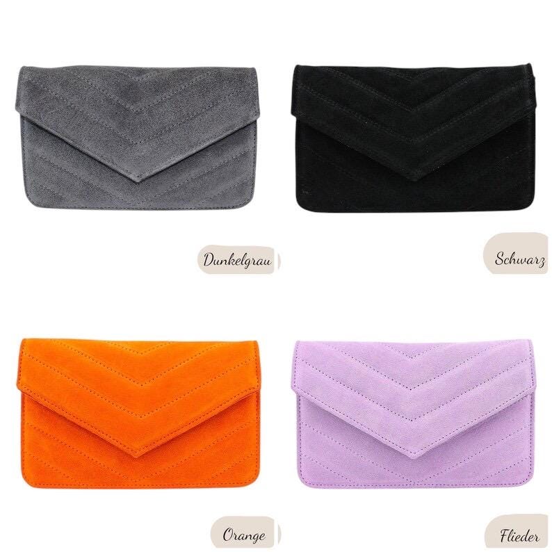 Wildleder Clutch, Ledertasche, Crossbody Bag Damen, Crossbag Veloursleder, Schultertasche, Crossbag, Wildledertasche, Wildleder Tasche, Pink