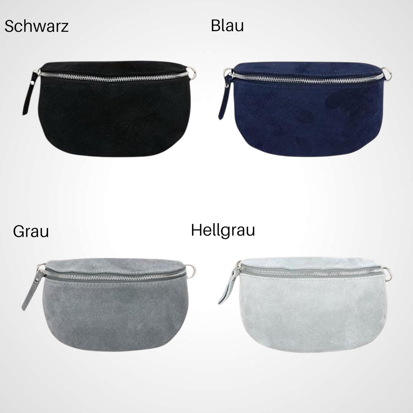 Wildleder Crossbody Bag, Umhängetasche Damen, Crossbag Veloursleder, Bauchtasche aus Wildleder, Gürteltasche, Ledertasche, M - Farbauswahl