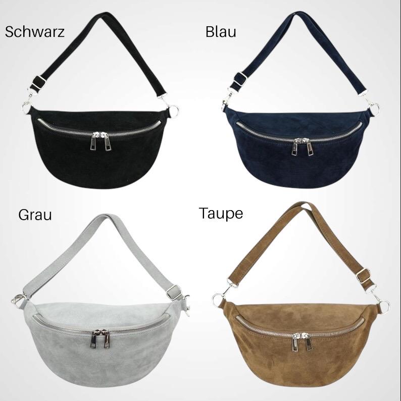 Wildleder Crossbody Bag, Umhängetasche Damen, Crossbag Veloursleder, Bauchtasche Wildleder, Gürteltasche, Tasche aus Wildleder, Mittelgroß