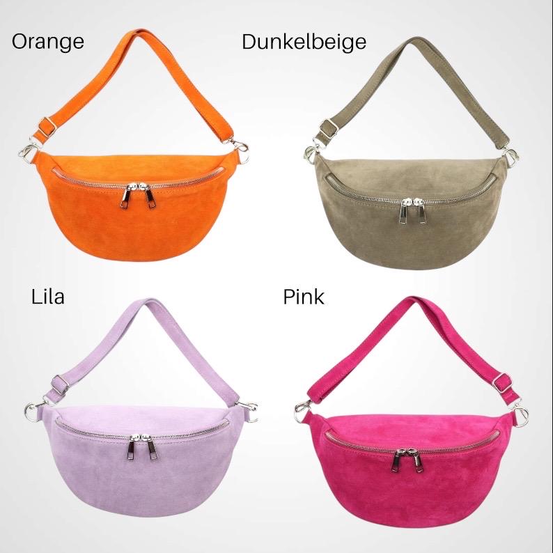 Wildleder Crossbody Bag, Umhängetasche Damen, Crossbag Veloursleder, Bauchtasche Wildleder, Gürteltasche, Tasche aus Wildleder, Mittelgroß