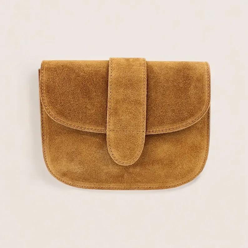 Wildleder Umhängetasche, Crossbody Bag Damen, Crossbag Veloursleder, Schultertasche Wildleder, runde Tasche, Ledertasche, Orange, Pink, Grün