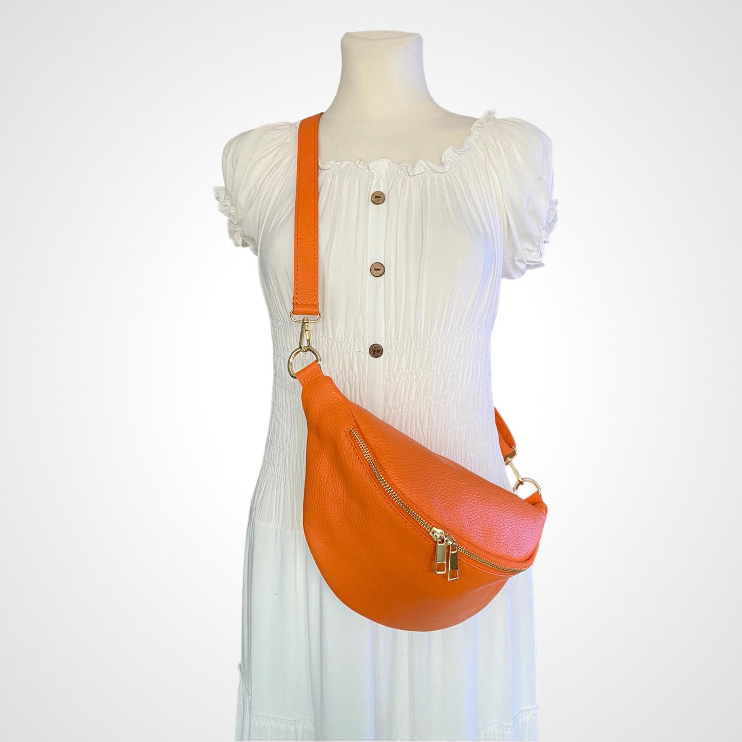 Bauchtasche Leder, mit goldenem Reißverschluss, Ledergurt, Umhängetasche, Geschenke Damen, Gürteltasche, Crossbag, Hüfttaschen