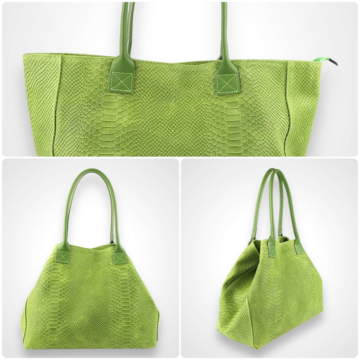Wildleder Shopper mit Schlange PrÀgung, Wildleder Schultertasche, Shopper, Tasche aus Wildleder, Wildleder Tasche, Hobo Bag, Tote Bag