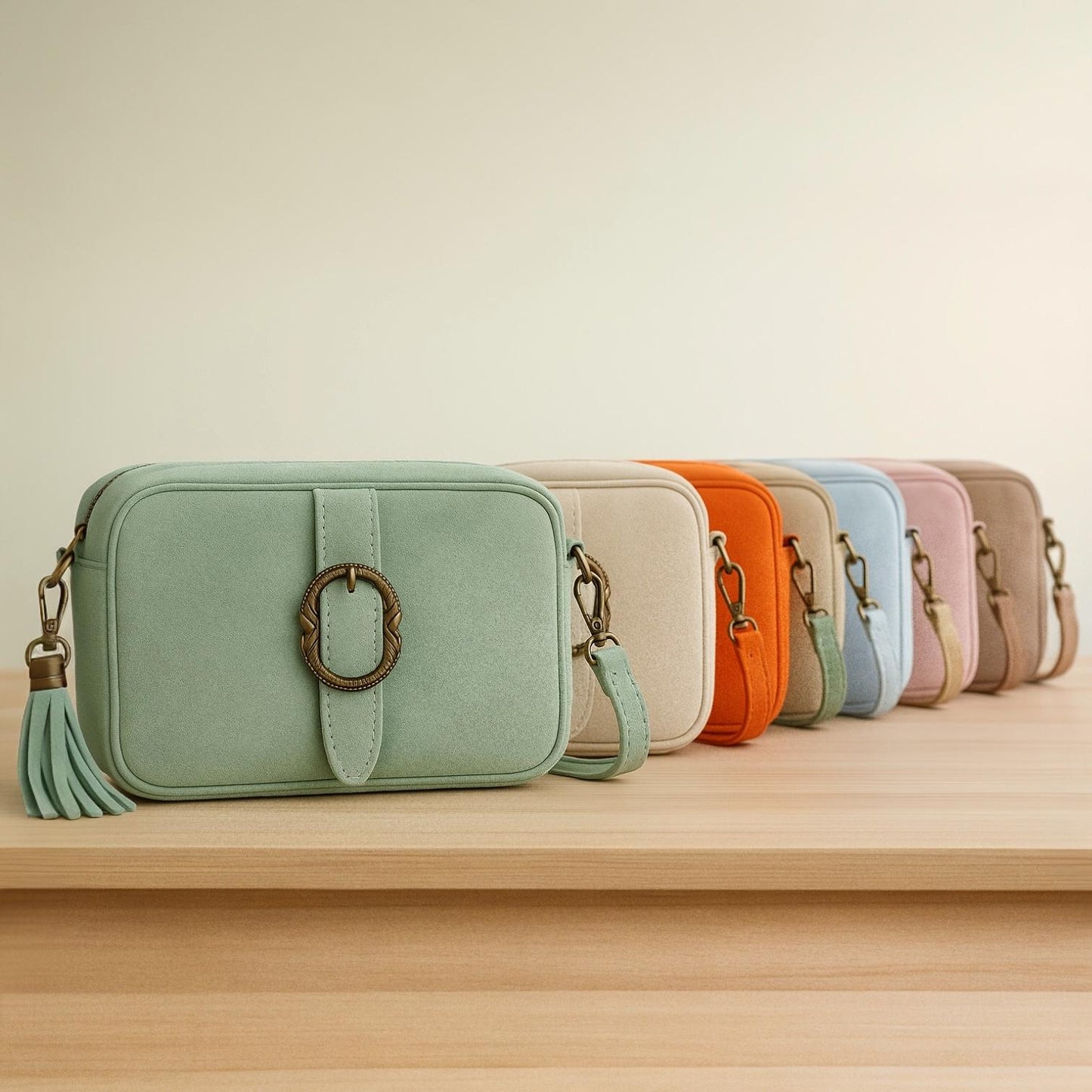 Umhängetasche Wildleder, Wildledertasche, Crossbody Bag, Ledertasche , Crossbag Veloursleder, Schultertasche Wildleder, Gürtelschnalle