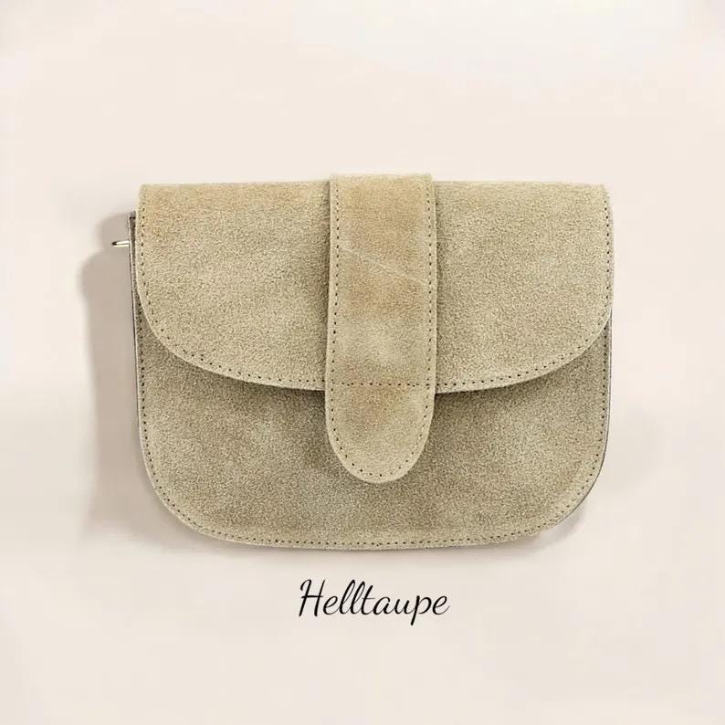Wildleder Umhängetasche, Crossbody Bag Damen, Crossbag Veloursleder, Schultertasche Wildleder, runde Tasche, Ledertasche, Orange, Pink, Grün
