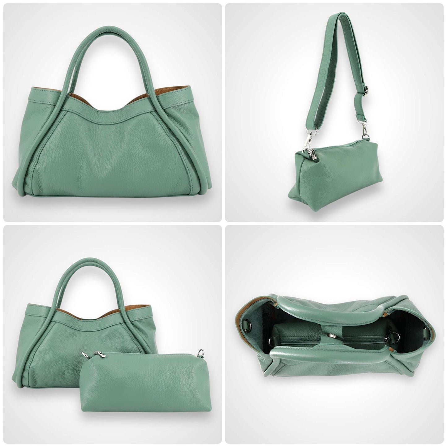 Leder Schultertasche 2 in 1, Handtasche, Einkaufstasche, Tote Bag, Tragetasche Leder, Alltagstasche, extra Fach, große Tasche