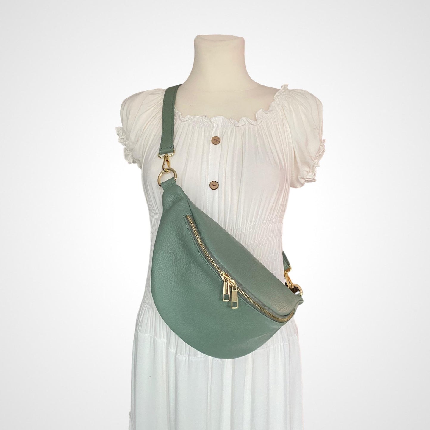 Bauchtasche Leder, mit goldenem Reißverschluss, Ledergurt, Umhängetasche, Geschenke Damen, Gürteltasche, Crossbag, Hüfttaschen