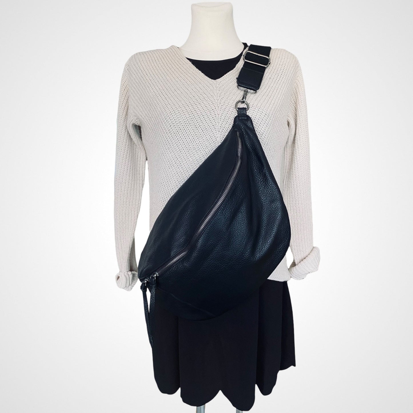 XXL LUNA Bauchtasche - VEGAN - Schwarz