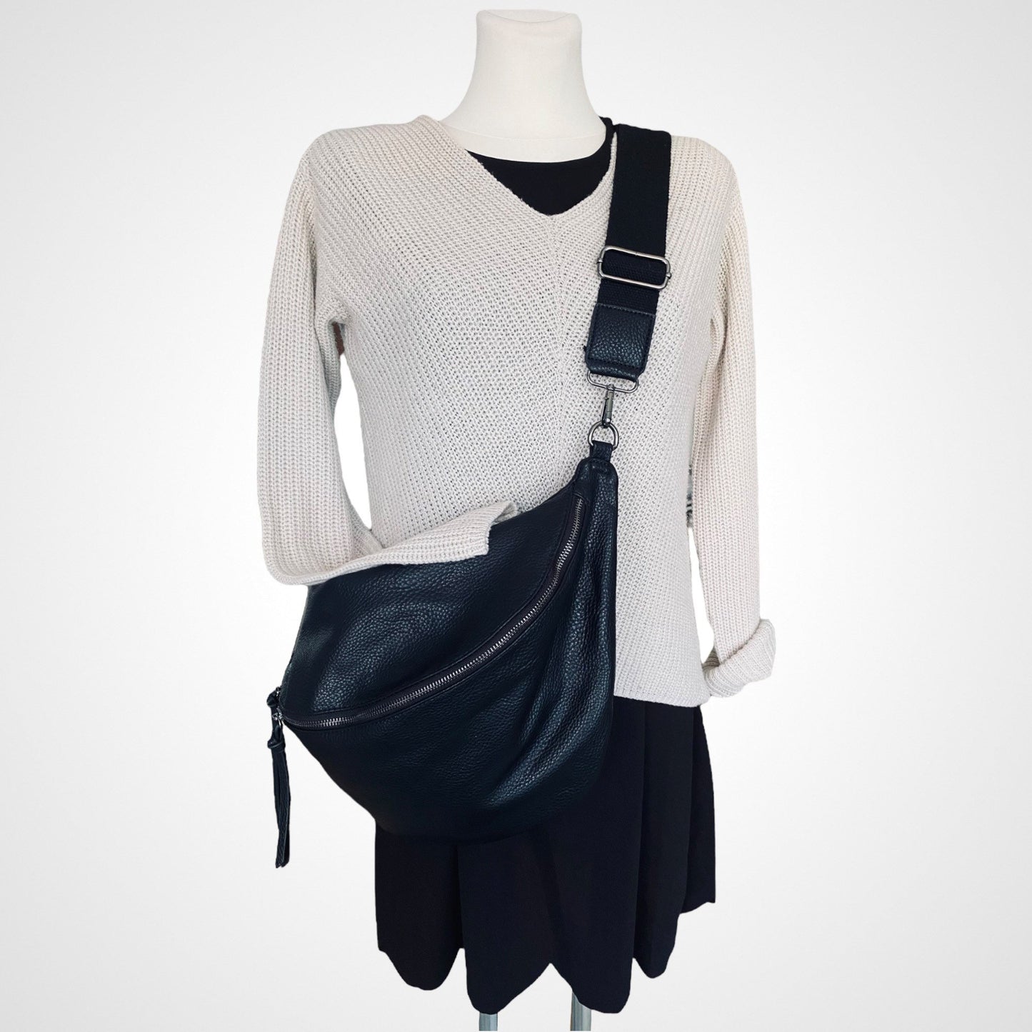 XXL LUNA Bauchtasche - VEGAN - Schwarz
