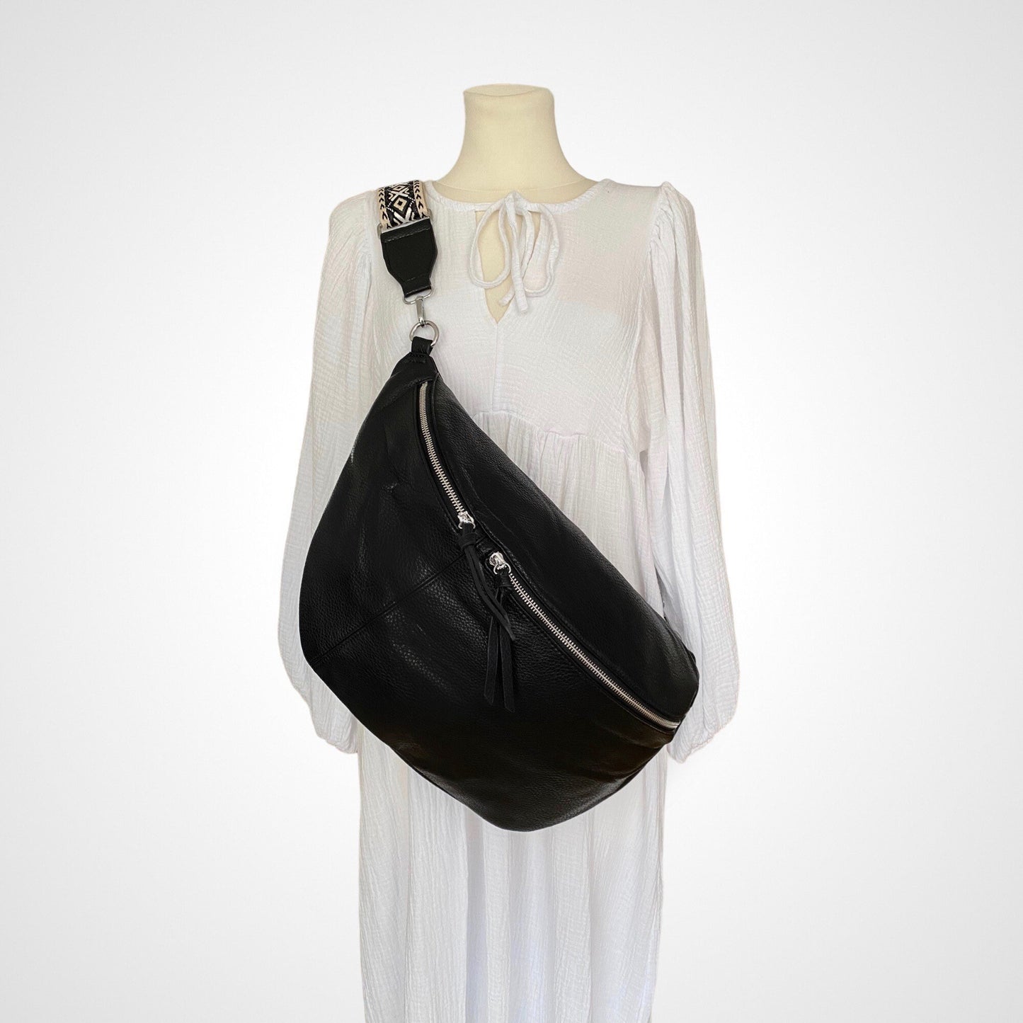 XXL LUNA Bauchtasche - VEGAN - Schwarz