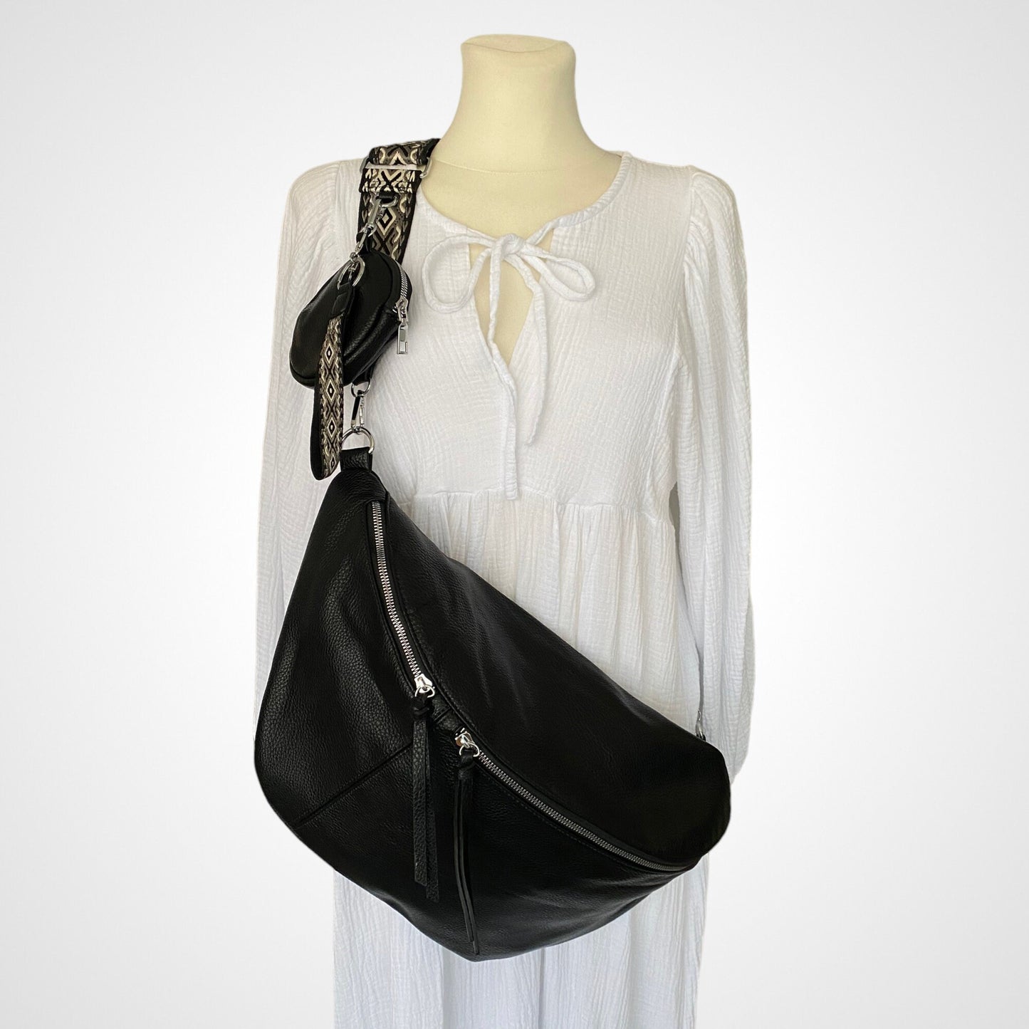 XXL LUNA Bauchtasche - VEGAN - Schwarz