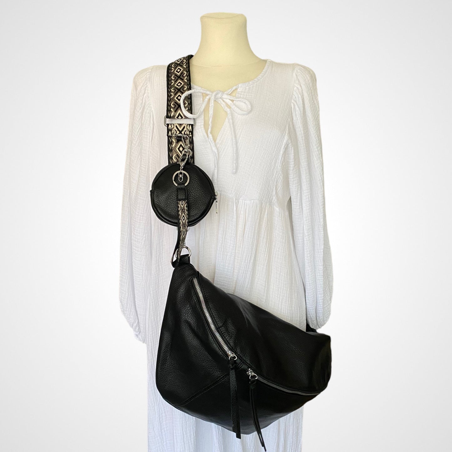 XXL LUNA Bauchtasche - VEGAN - Schwarz