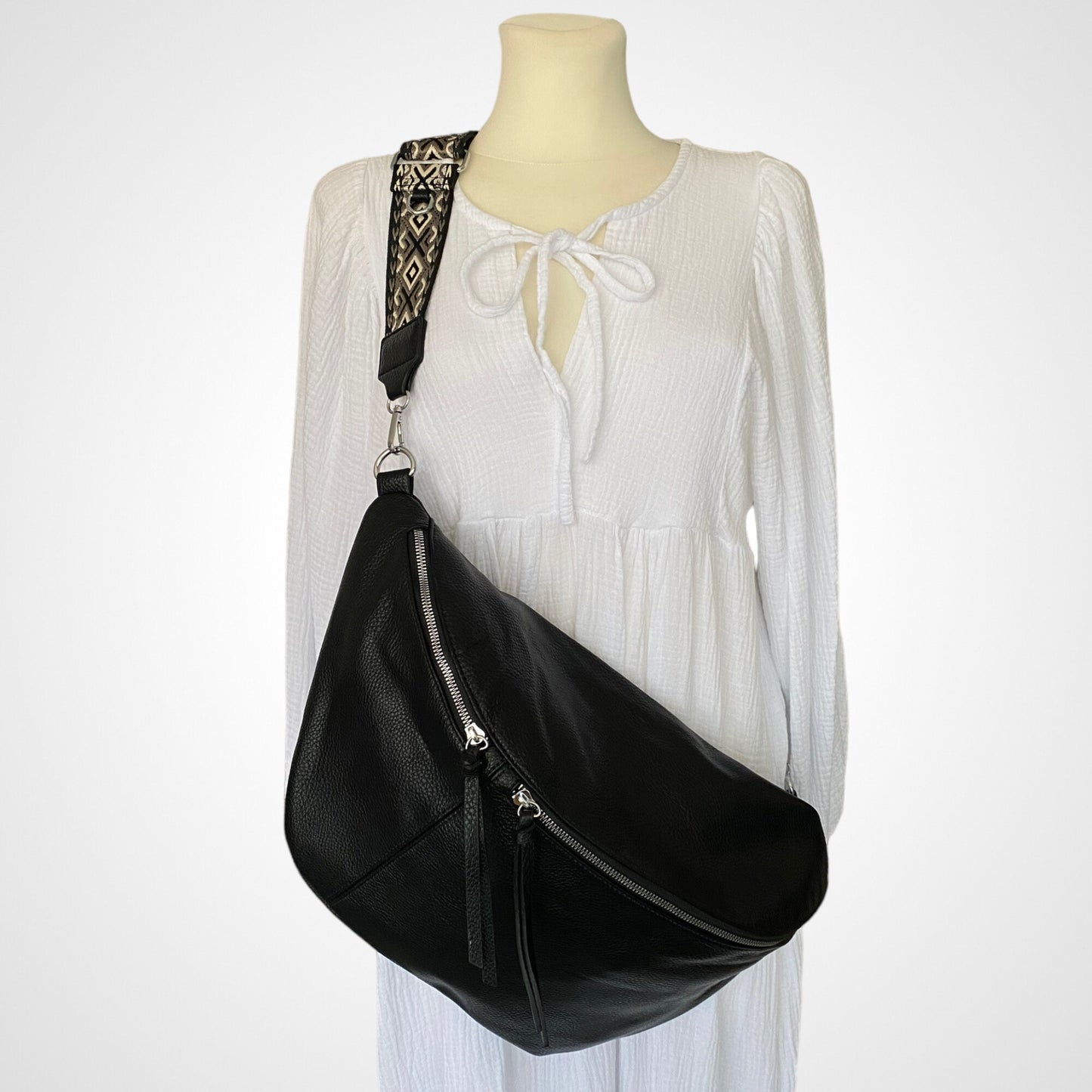 XXL LUNA Bauchtasche - VEGAN - Schwarz