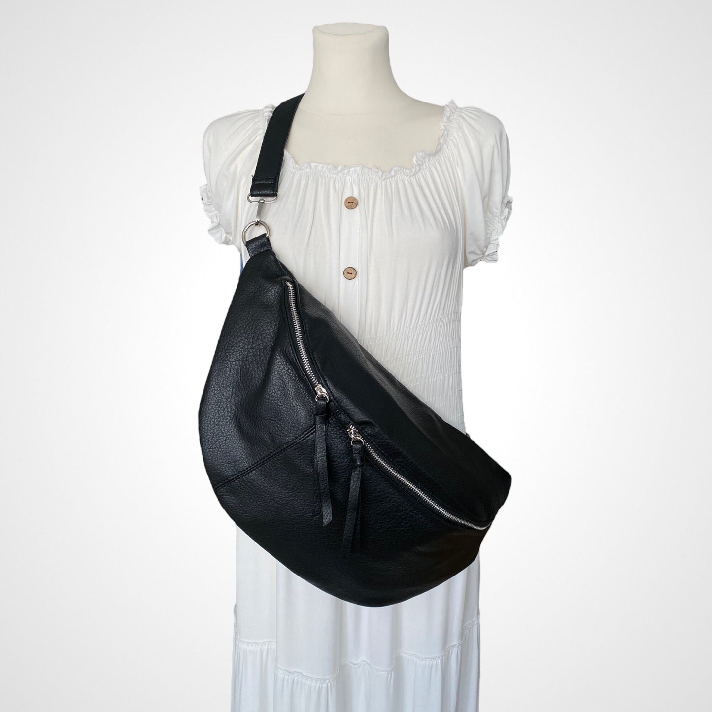XXL LUNA Bauchtasche - VEGAN - Schwarz
