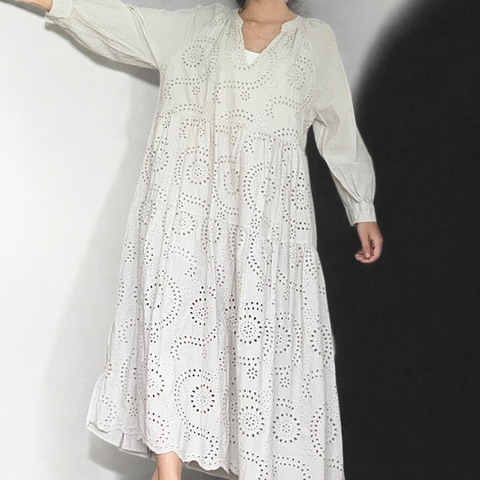 Boho Maxikleid mit Broderie Anglaise - ARIA
