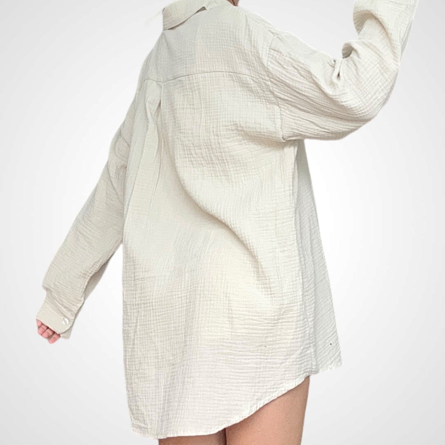 Oversize Musselinbluse Mittel - Creme