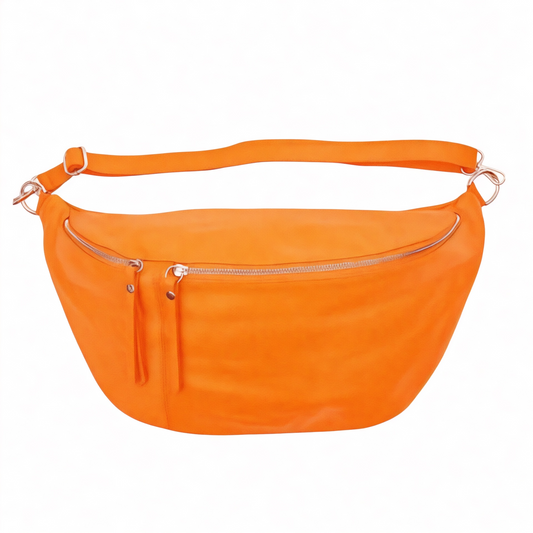 Damen XXL Leder Tasche Crossbody Bauchtasche Echtleder Groß