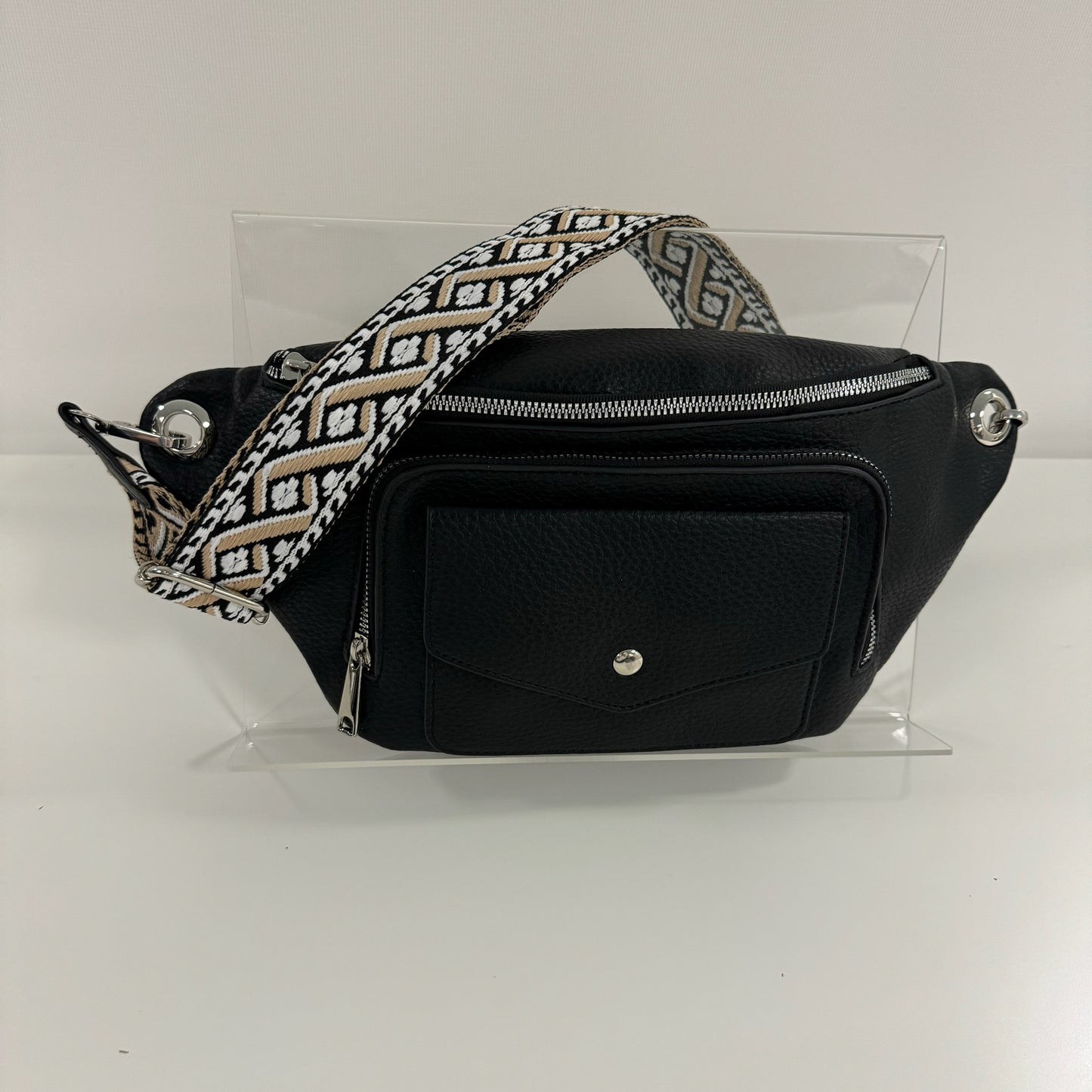 Damen Crossbody Tasche M Bauchtasche Moon Bag Vegan Leder