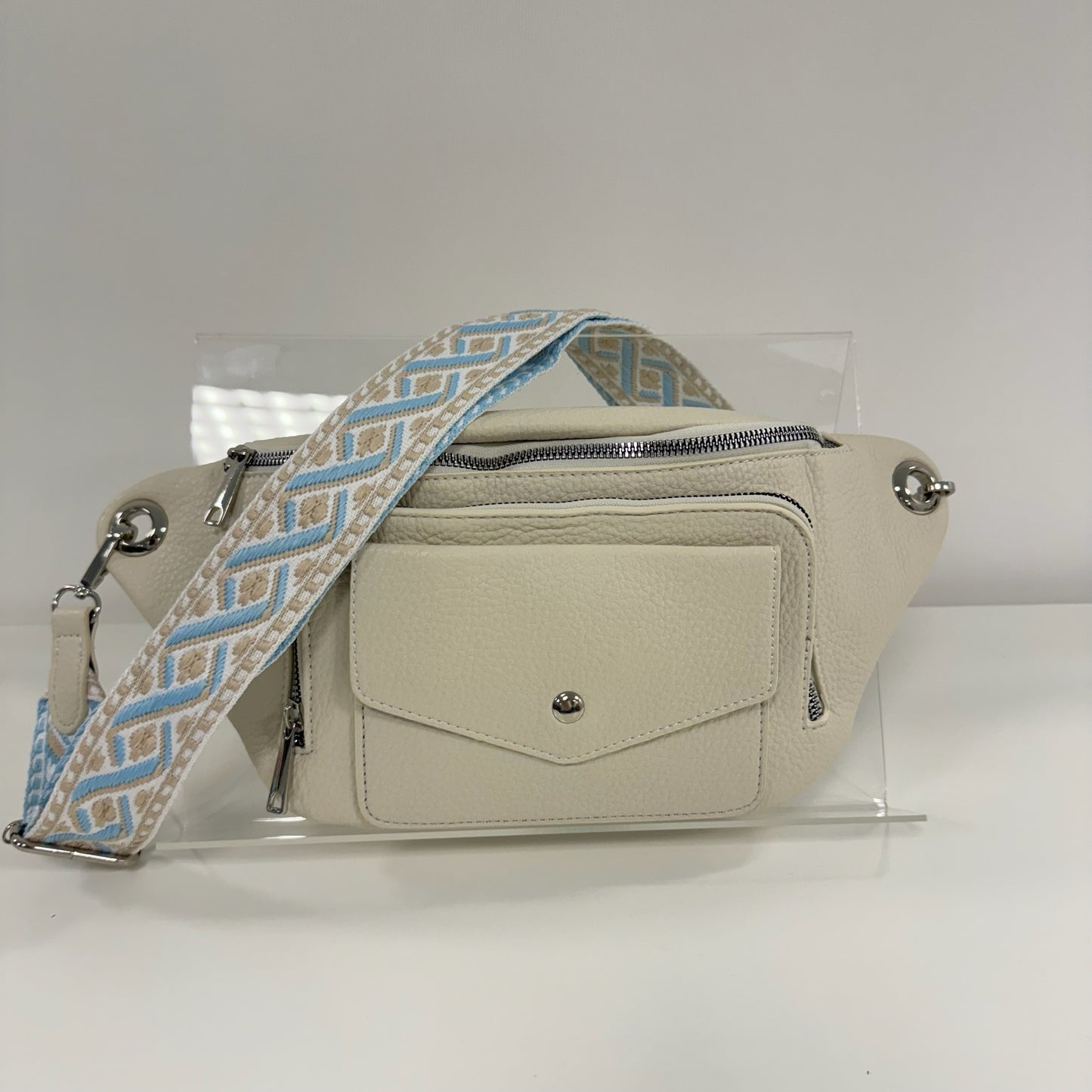 Damen Crossbody Tasche M Bauchtasche Moon Bag Vegan Leder