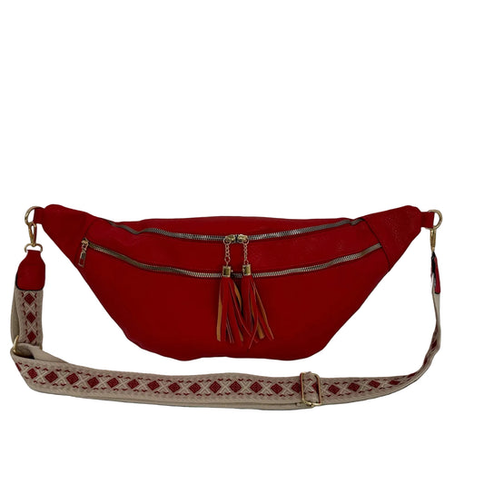 Damen Crossbody Tasche XXL – Half Moon Bag Sling Bag Vegan Leder