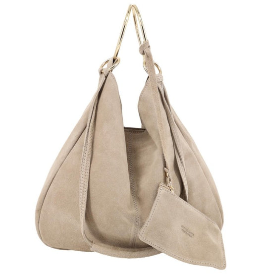 Damen Wildledertasche mit Portemonnaie – Schultertasche Echtleder