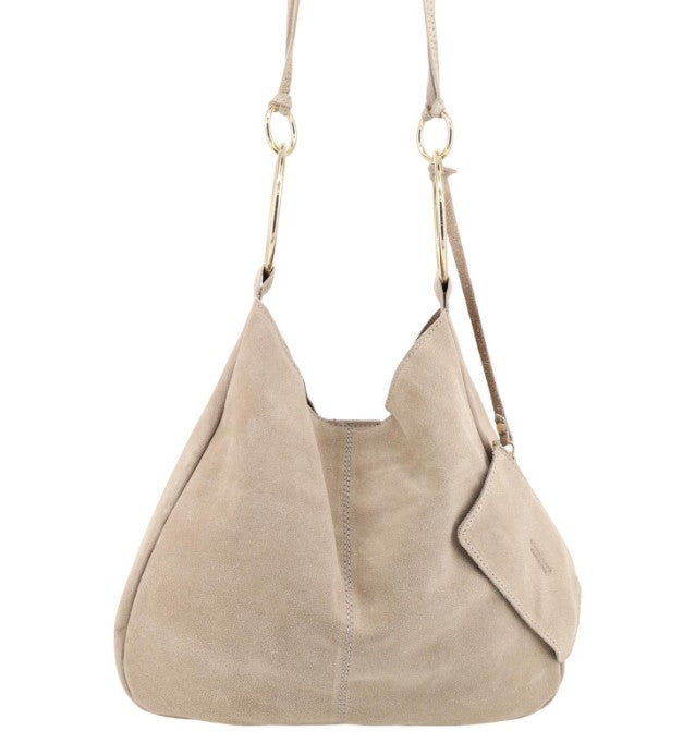 Damen Wildledertasche mit Portemonnaie – Schultertasche Echtleder
