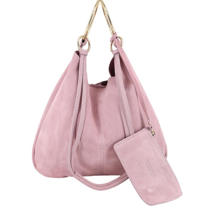 Damen Wildledertasche mit Portemonnaie – Schultertasche Echtleder