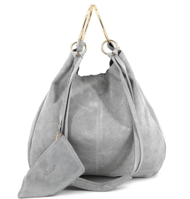 Damen Wildledertasche mit Portemonnaie – Schultertasche Echtleder