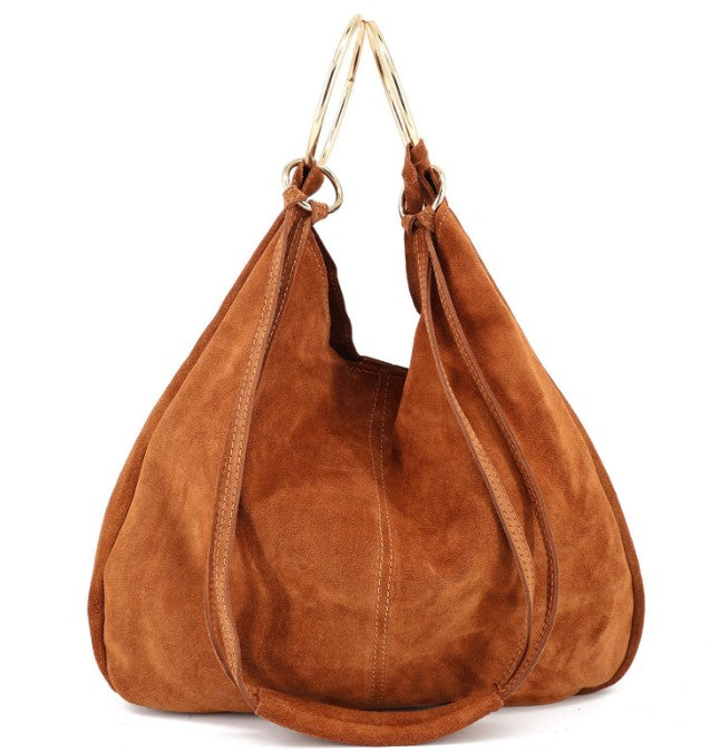 Damen Wildledertasche mit Portemonnaie – Schultertasche Echtleder