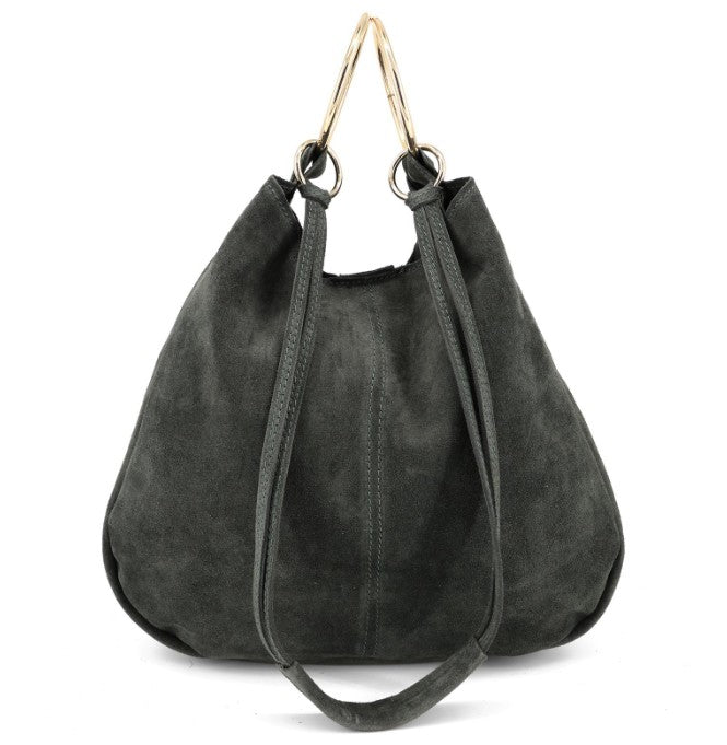 Damen Wildledertasche mit Portemonnaie – Schultertasche Echtleder