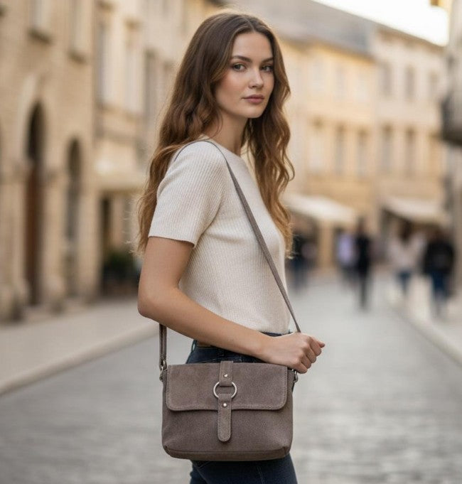 Damen Wildleder Umhängetasche – Kleine Crossbody Tasche Echtleder