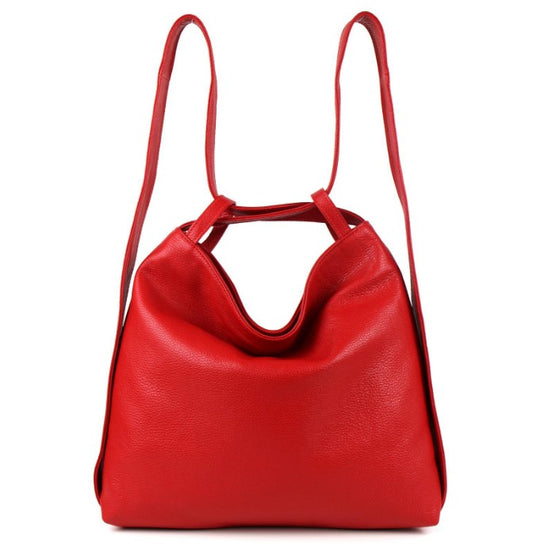 Damen Rucksack Tasche Leder – 2in1 Schultertasche Shopper