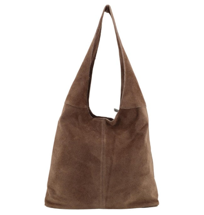 Damen Wildleder Shopper Tasche – Große Schultertasche mit Reißverschluss