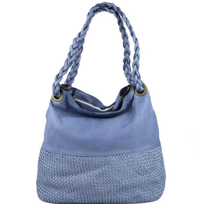 Damen Leder Handtasche Geflochten – Hobo Shopper Tasche Echtleder